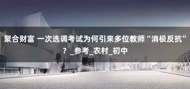 聚合财富 一次选调考试为何引来多位教师“消极反抗”？_参考_农村_初中
